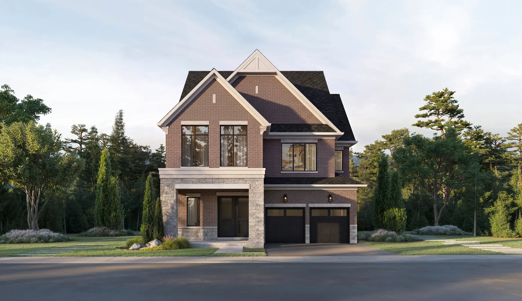 Artist's concept of the 42′ Collection elevation at Five Oaks