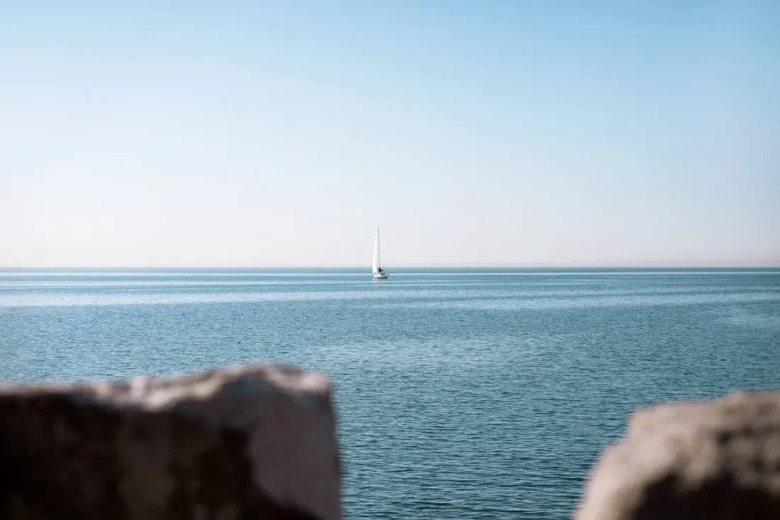 Sailboat on Lake Ontario off the Mississauga shoreline