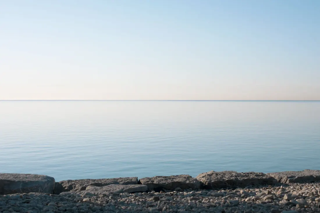 The Lake Ontario shoreline at dawn