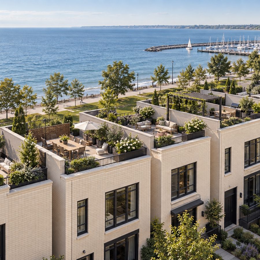 Waterfront townhomes with rooftop terraces
