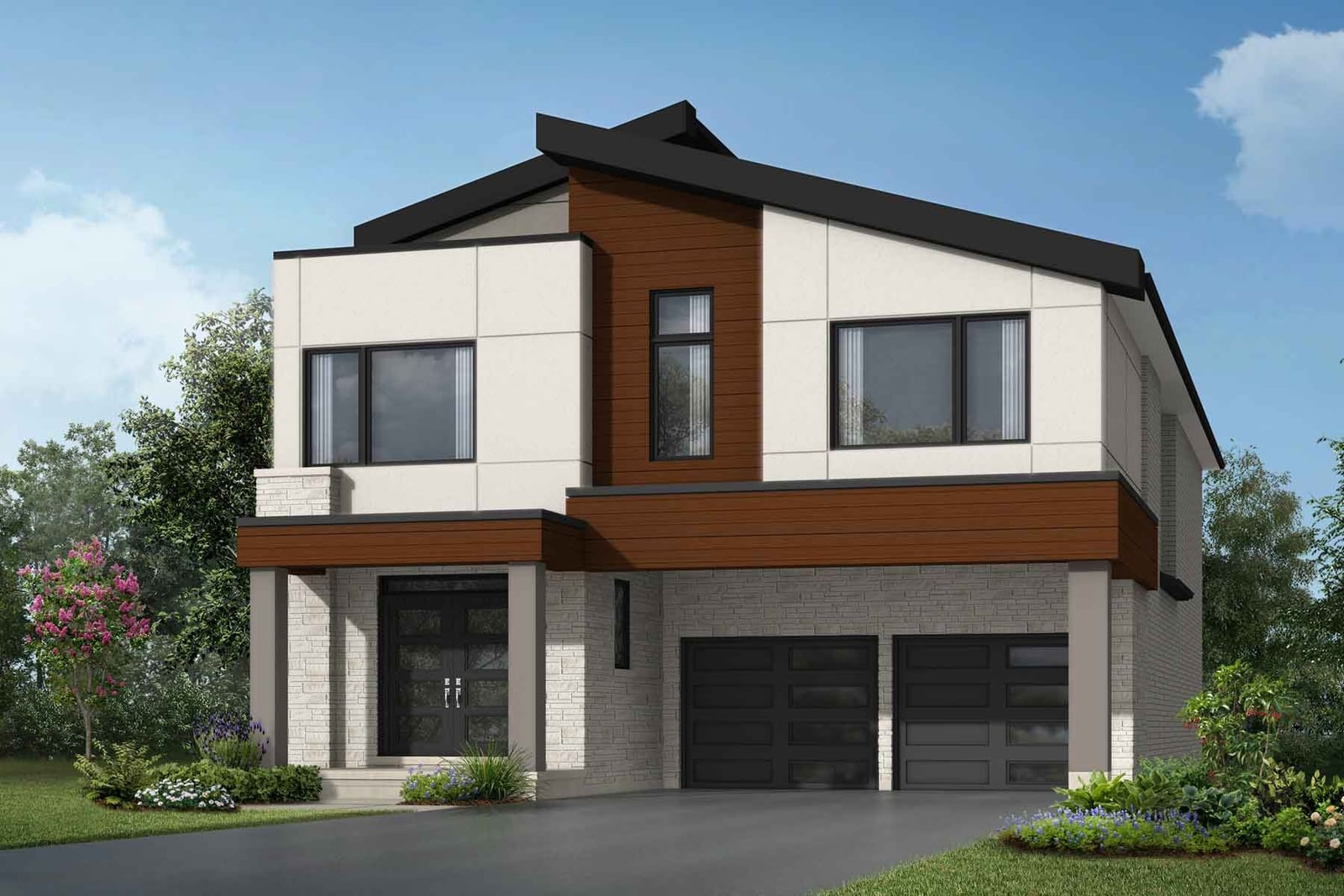 Mattamy contemporary home elevation rendering at Joshua Creek, Oakville